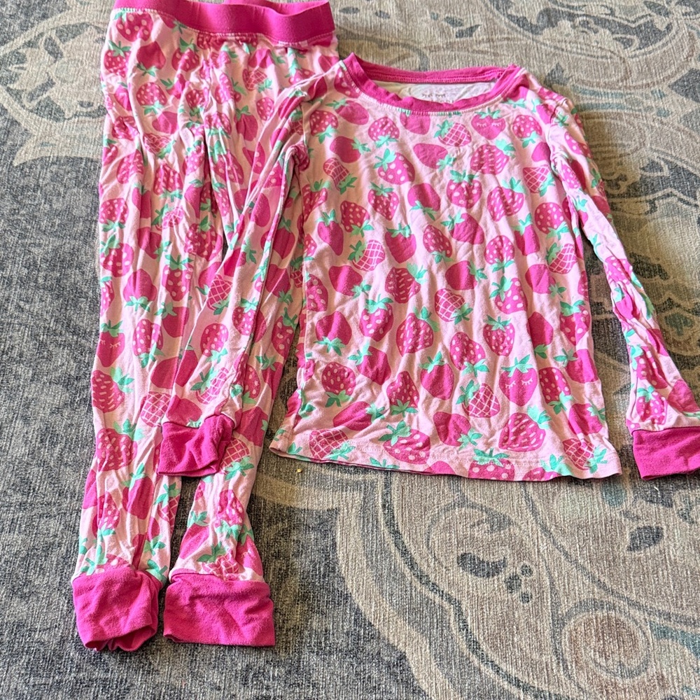 Little Sleepies Pink and Green Strawberry Pajama Set
